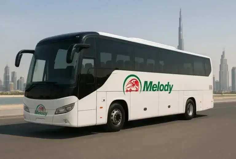 50 Seater Luxury Bus Rental Dubai with Driver - RTA Licensed Melody Transport