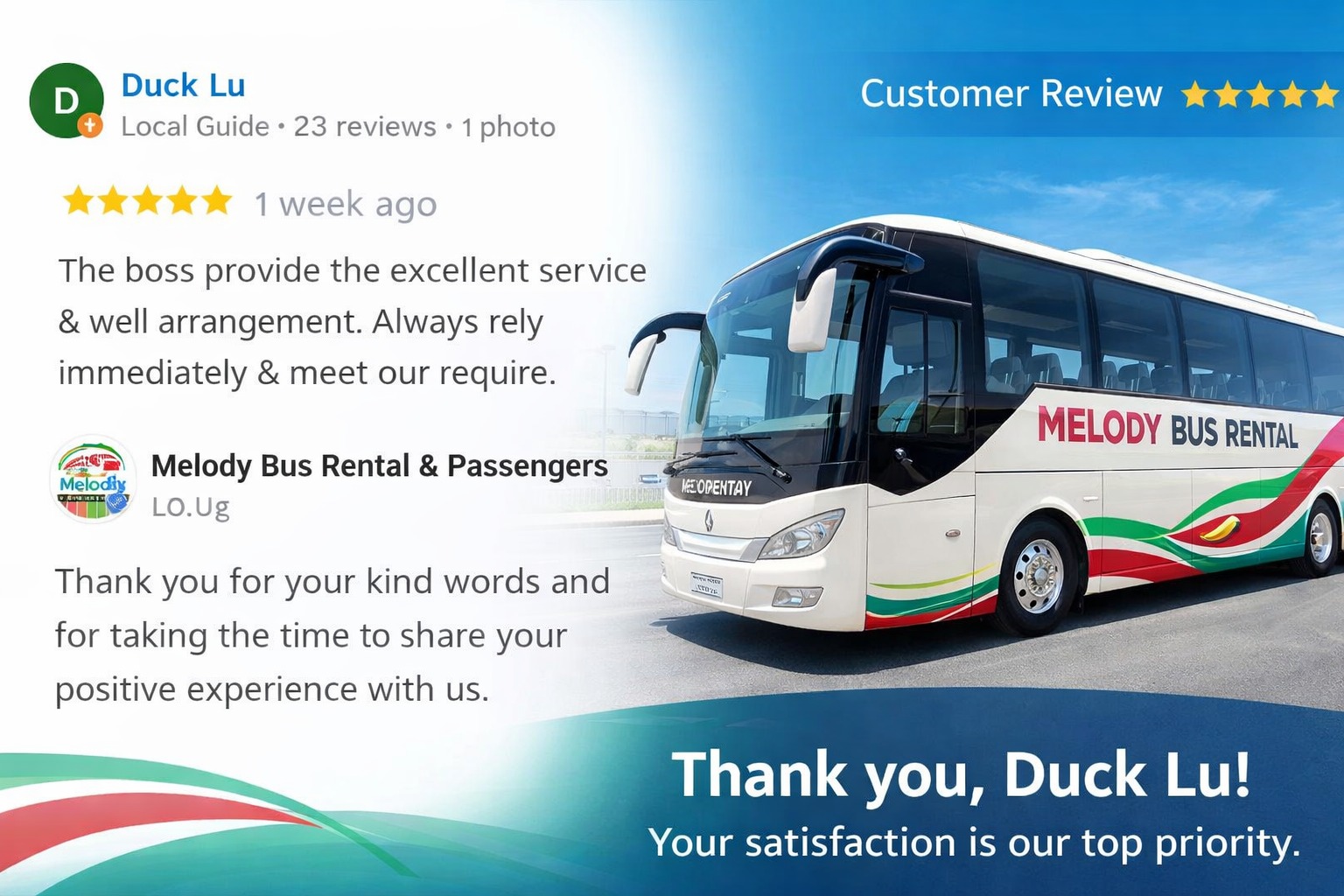 Melody Passengers Transport commercial vehicle fleet parked in a row, providing corporate bus rentals and staff transportation solutions in Dubai, UAE.